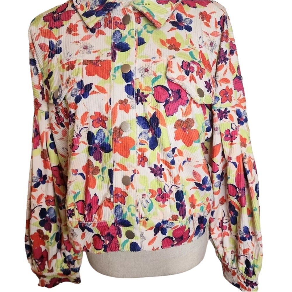 Emily wonder raven Kat floral corduroy jacket Sz 3X button front cottagecore